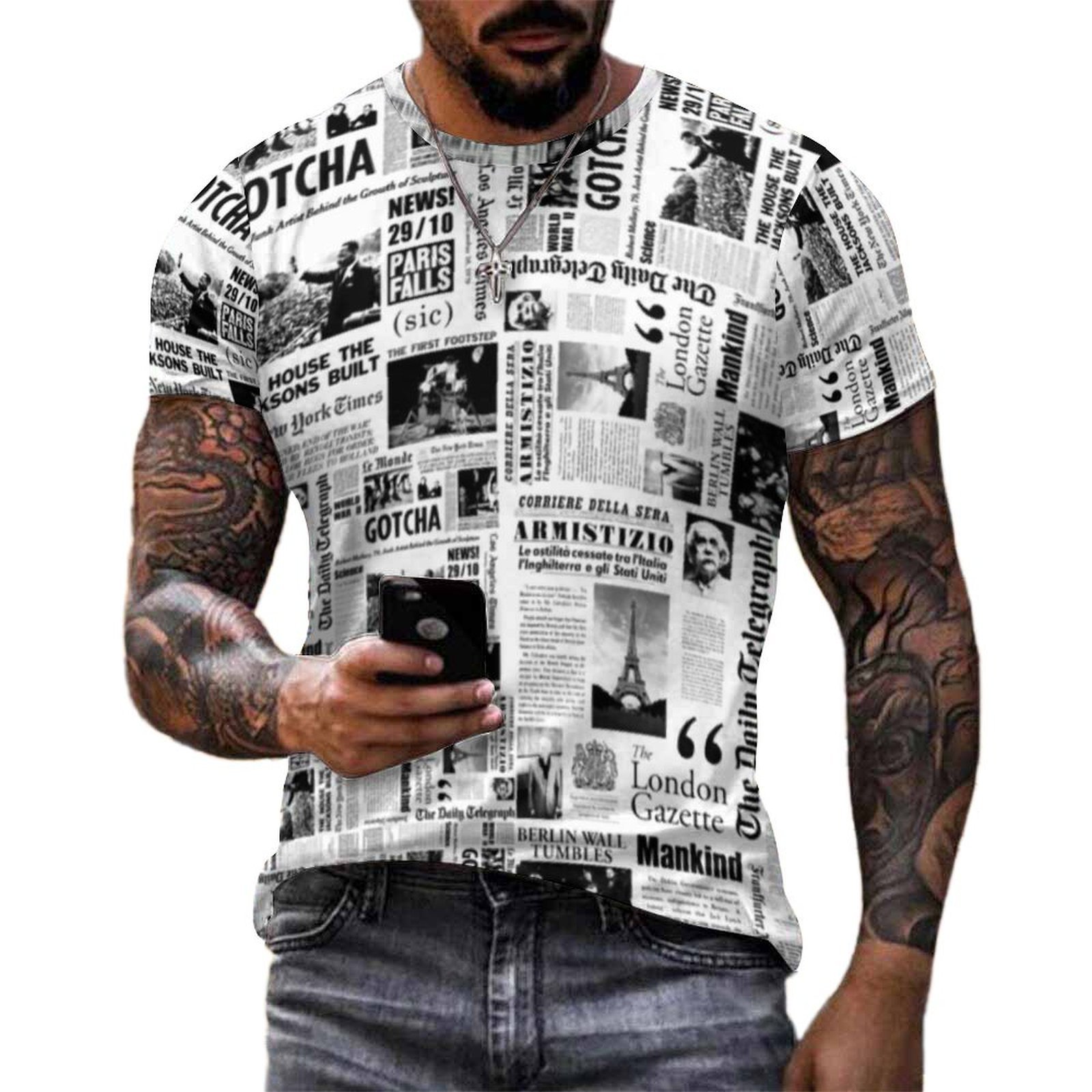 Vintage Fashion Newspaper - Men Vintage Newspaper T Shirt Black
