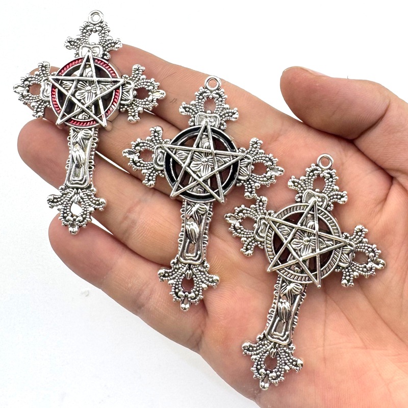 Vintage Fashion Theme - 2pcs 30x15mm Gothic Big Cross Star