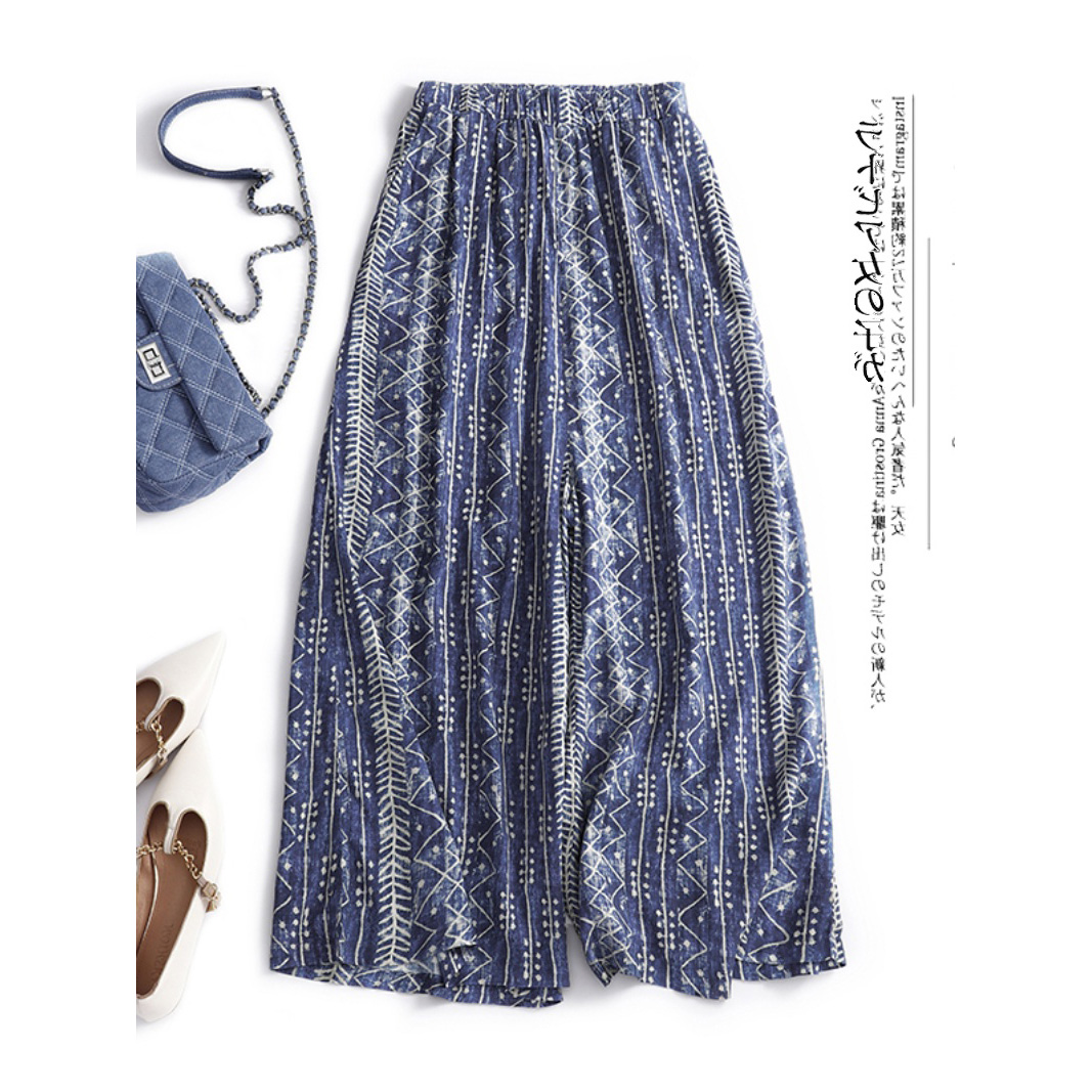 Vintage Fashion Years - Women's Vintage Printed Cotton Linen Pants
