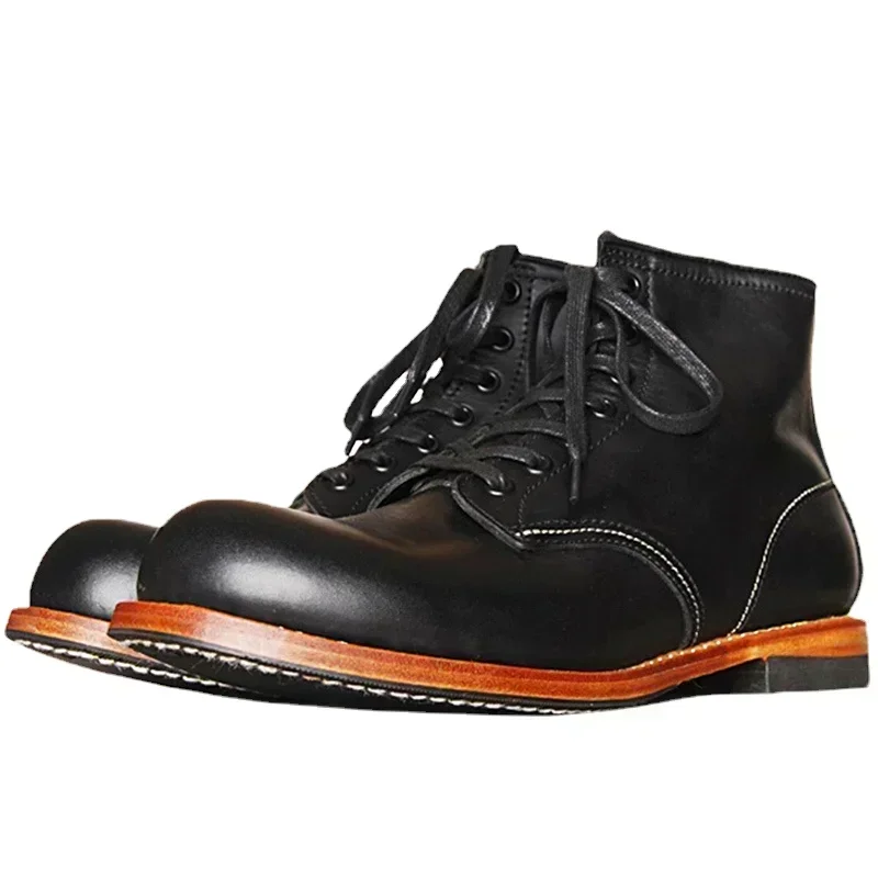 Vintage Fashion Style - Vintage Men Goodyear-Welted Genuine Leather Boots