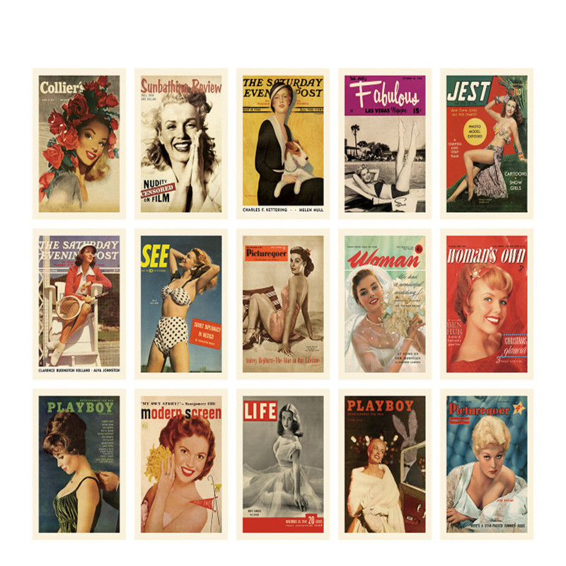 Vintage Fashion Magazine Covers - 15 Sheets Vintage Postcards Fashion Magazine