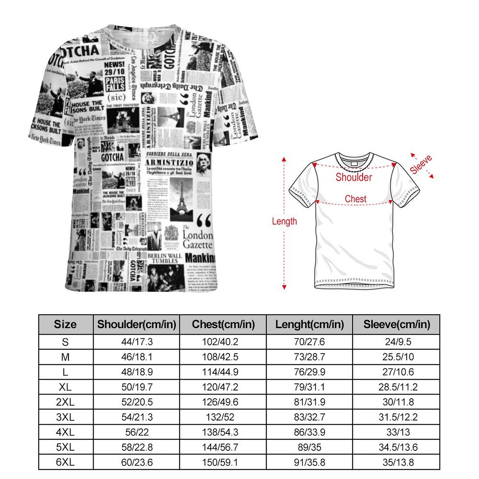 Men Vintage Newspaper T Shirt  - Vintage Fashion Newspaper review and price