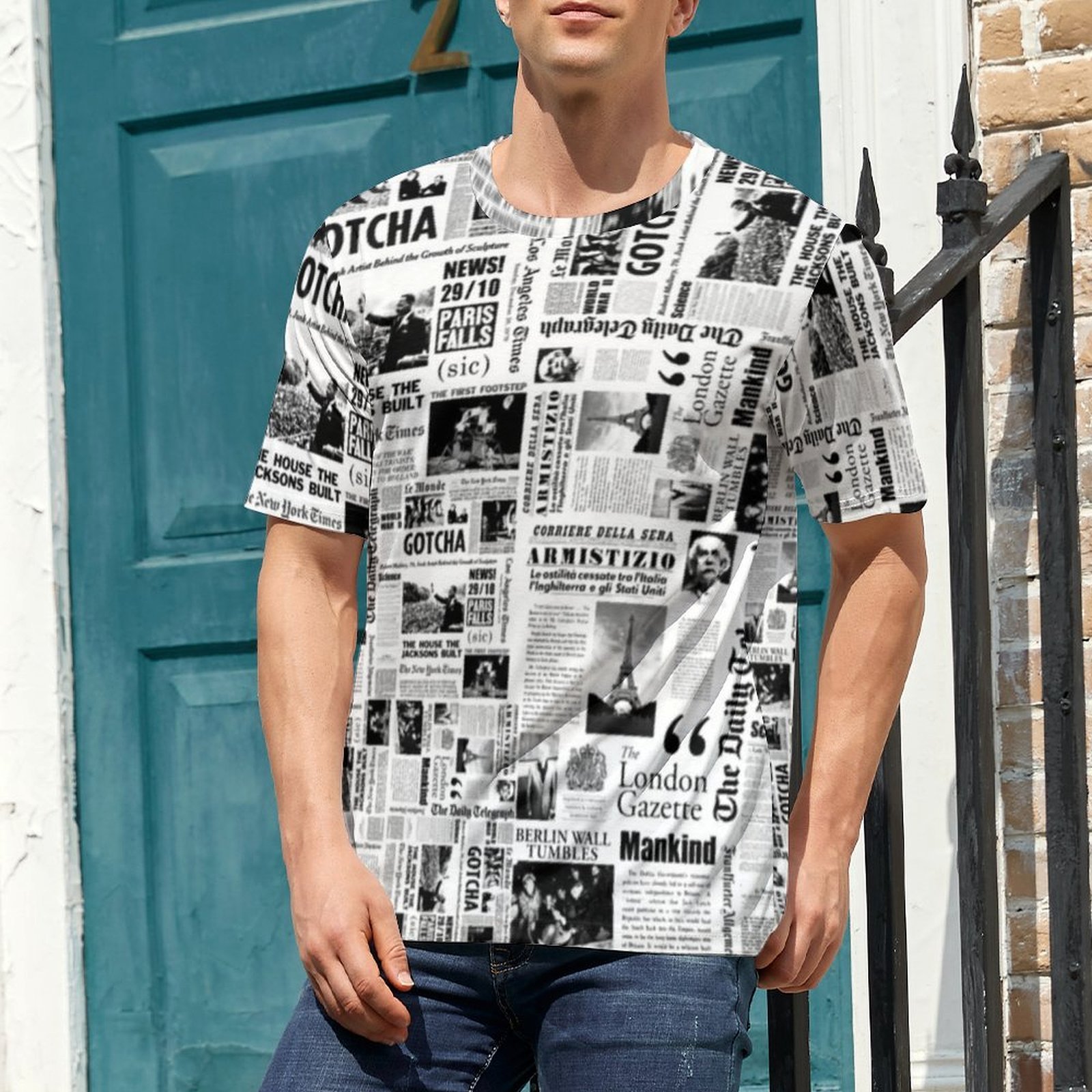 Men Vintage Newspaper T Shirt  - Vintage Fashion Newspaper review and price