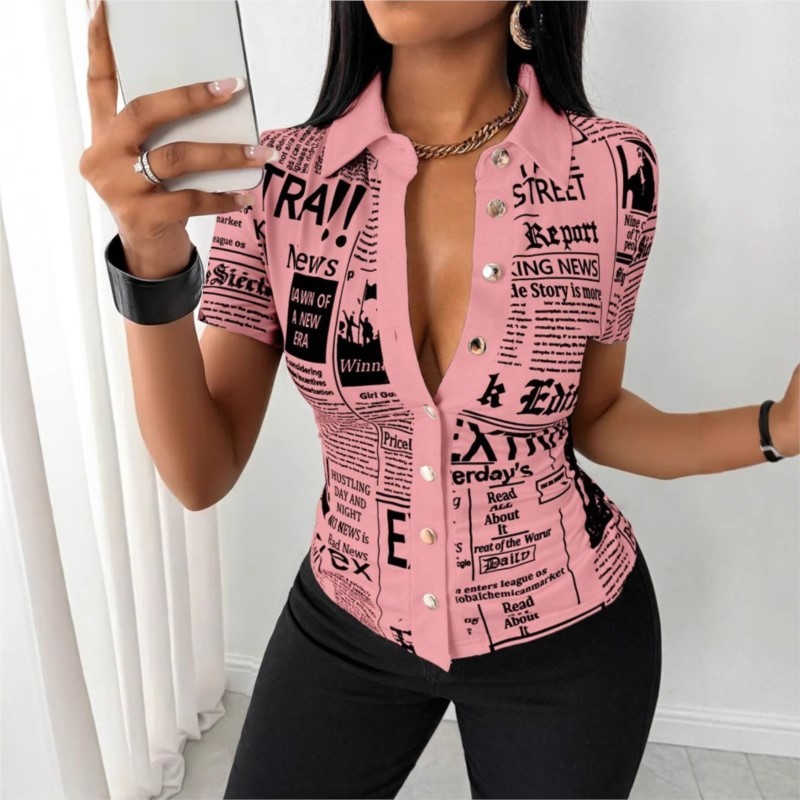 Women's Newspaper Print Shirt  - Vintage Fashion Newspaper review and price