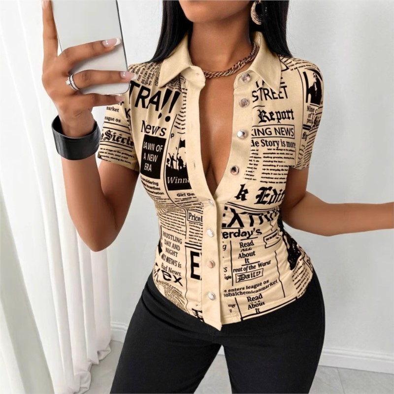 Women's Newspaper Print Shirt  - Vintage Fashion Newspaper review and price