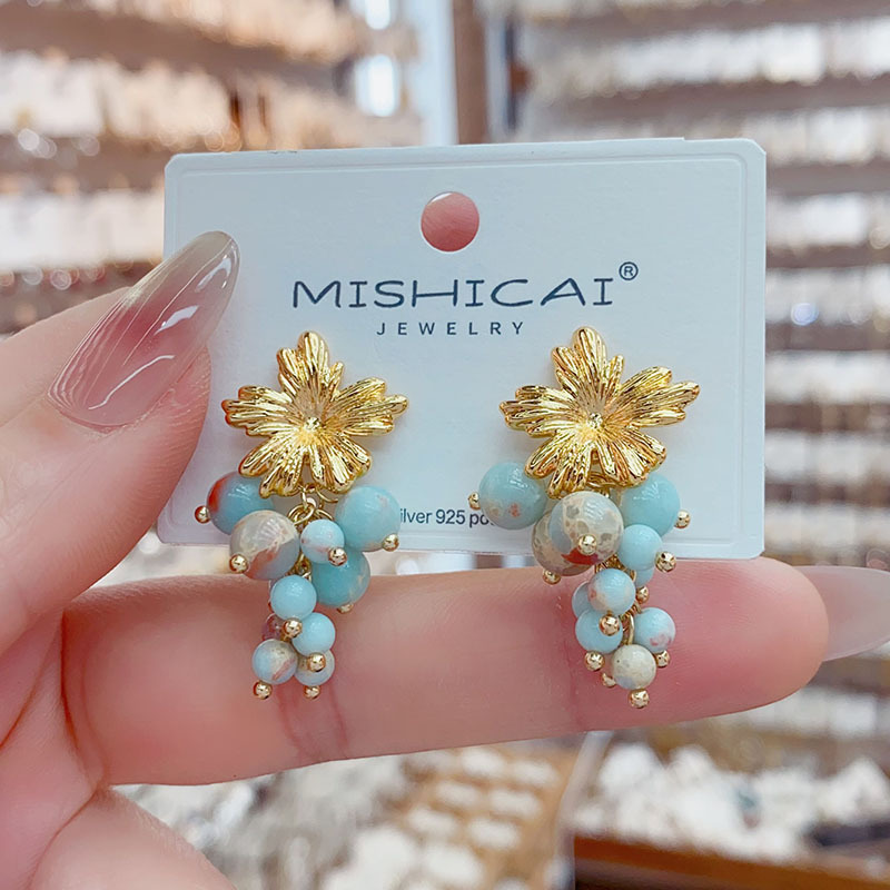 Turquoise Grape Cluster Stud E - Vintage Fashion Influencer review and price