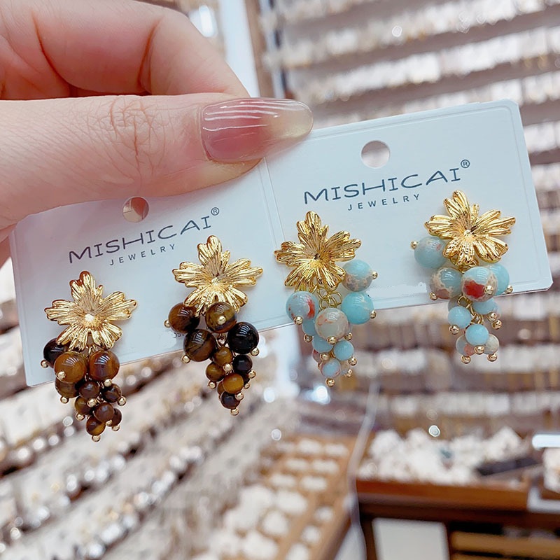 Turquoise Grape Cluster Stud E - Vintage Fashion Influencer review and price