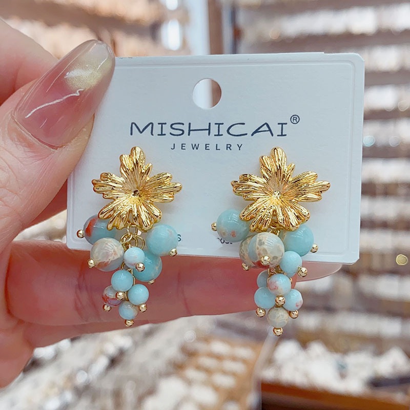 Turquoise Grape Cluster Stud E - Vintage Fashion Influencer review and price