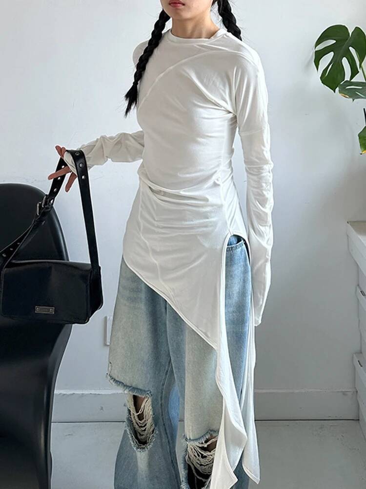 Hem Women White Irregular Eleg - Vintage Fashion Build review and price