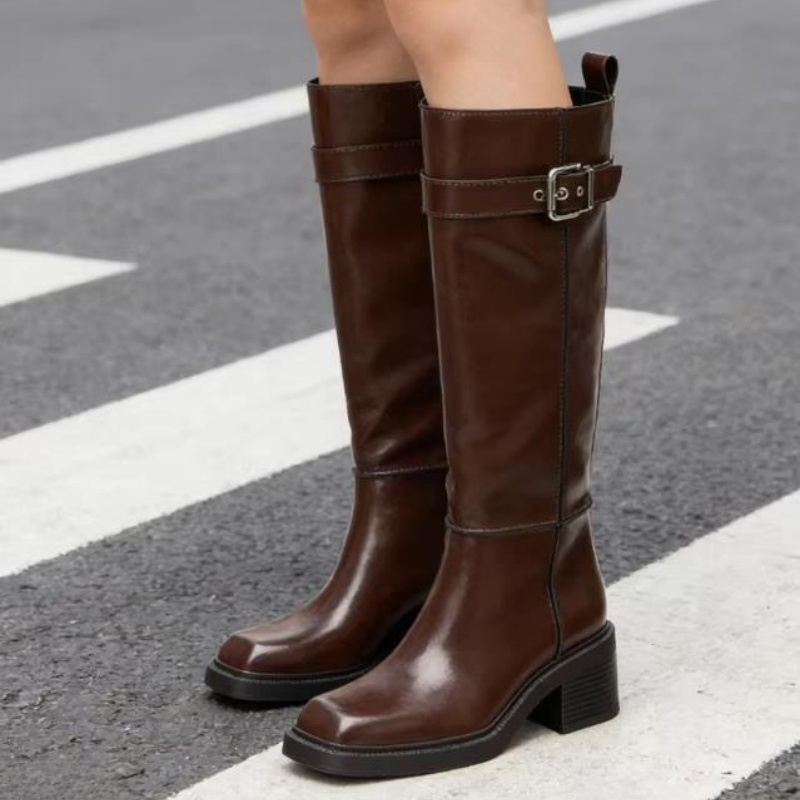 British Style Brown Knee Boots - Vintage Fashion Style review and price