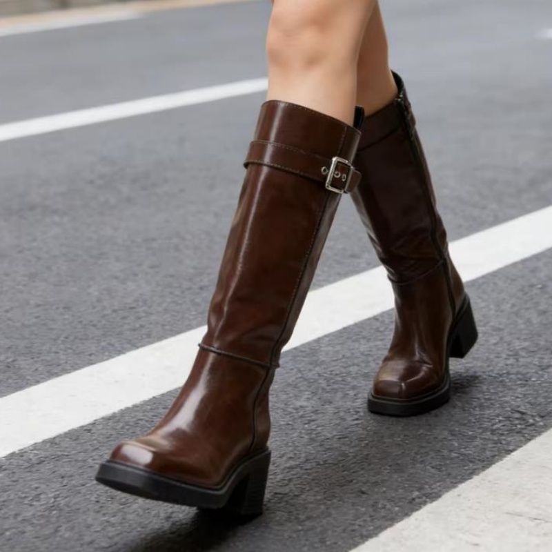 British Style Brown Knee Boots - Vintage Fashion Style review and price
