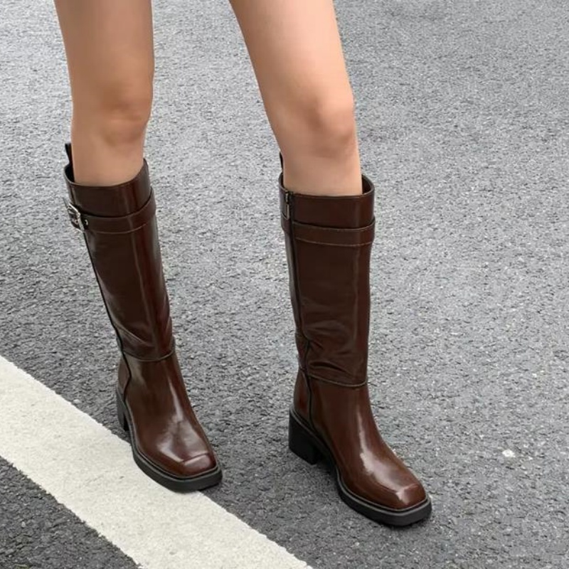 British Style Brown Knee Boots - Vintage Fashion Style review and price