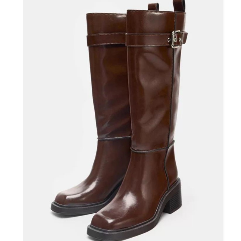 British Style Brown Knee Boots - Vintage Fashion Style review and price