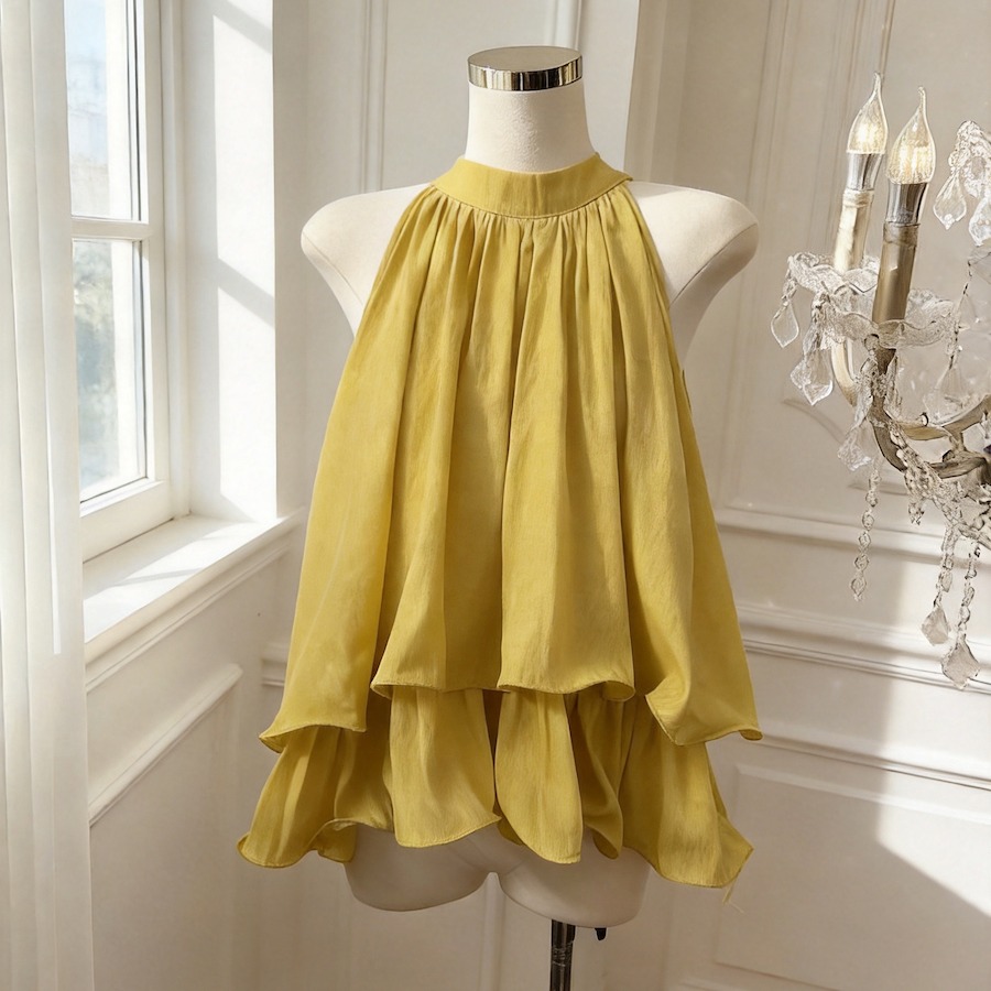 Double Layer Ruffle Hem Vest T - Vintage Fashion Years review and price