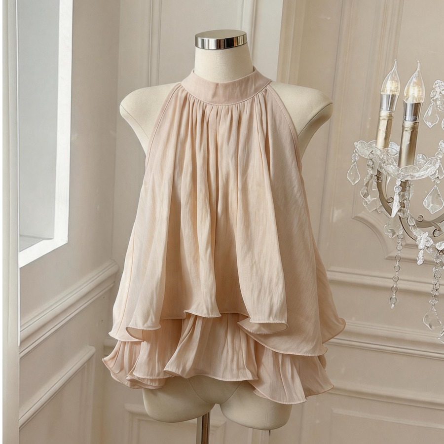 Double Layer Ruffle Hem Vest T - Vintage Fashion Years review and price