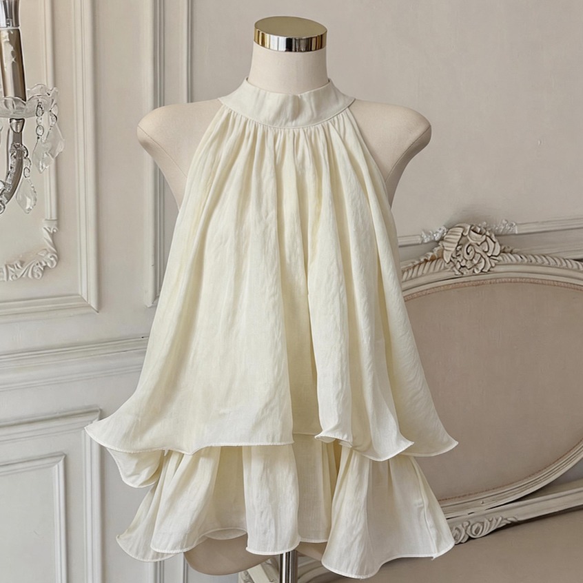 Double Layer Ruffle Hem Vest T - Vintage Fashion Years review and price