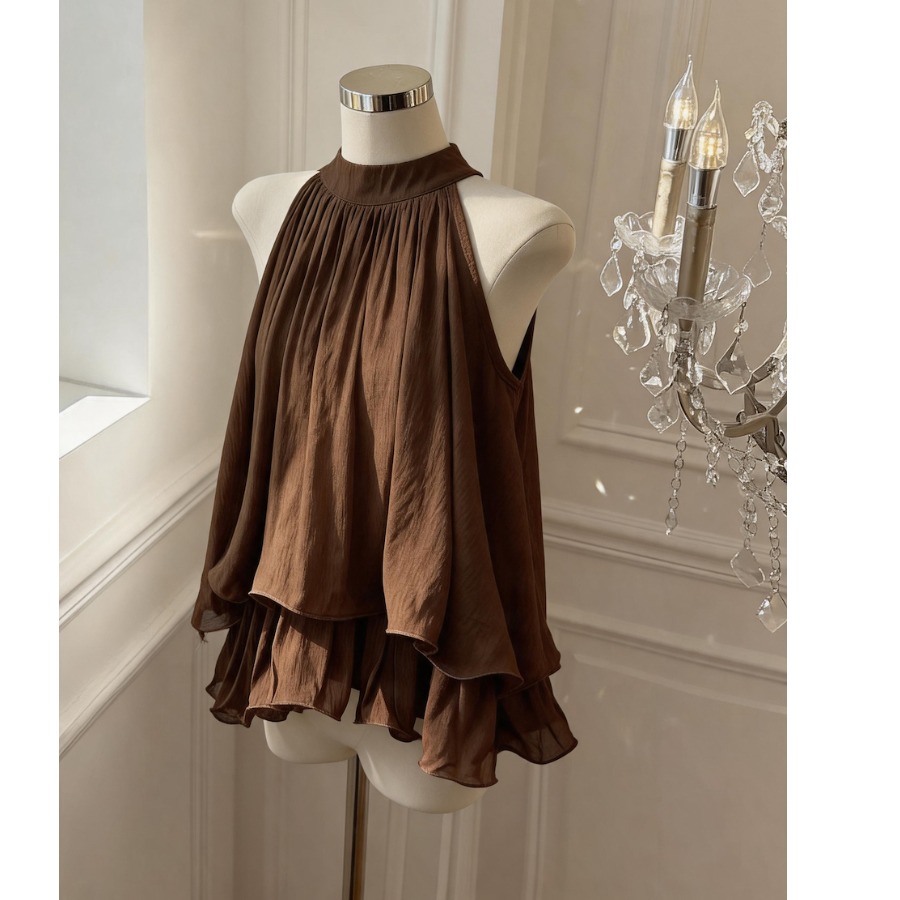 Double Layer Ruffle Hem Vest T - Vintage Fashion Years review and price