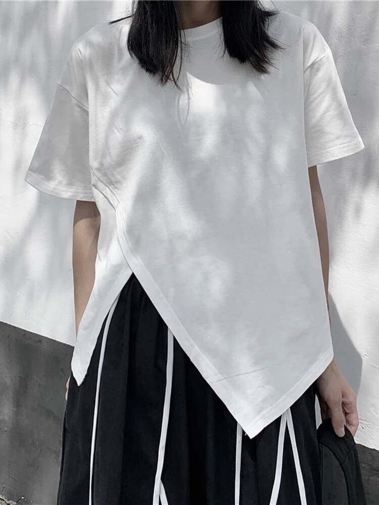 Irregular Women White Slit Hem - Vintage Fashion Build review and price