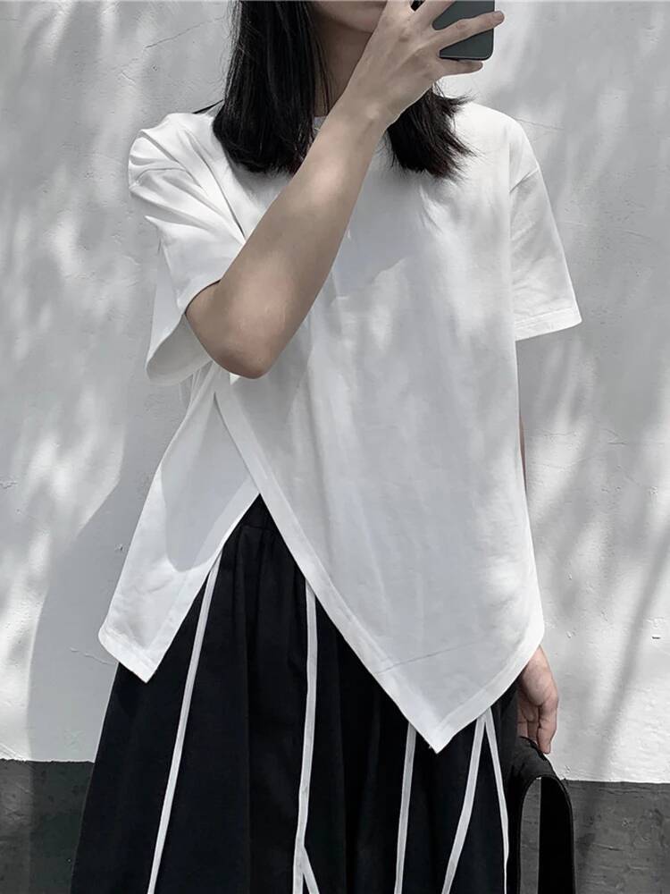 Irregular Women White Slit Hem - Vintage Fashion Build review and price