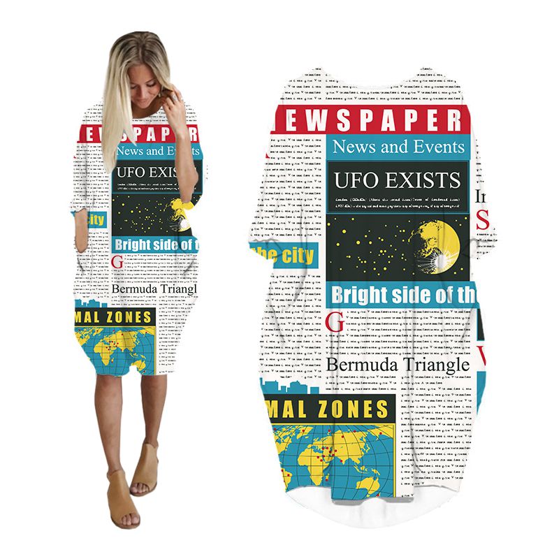 CLOOCL Newspaper Dress 3D Prin - Vintage Fashion Newspaper review and price