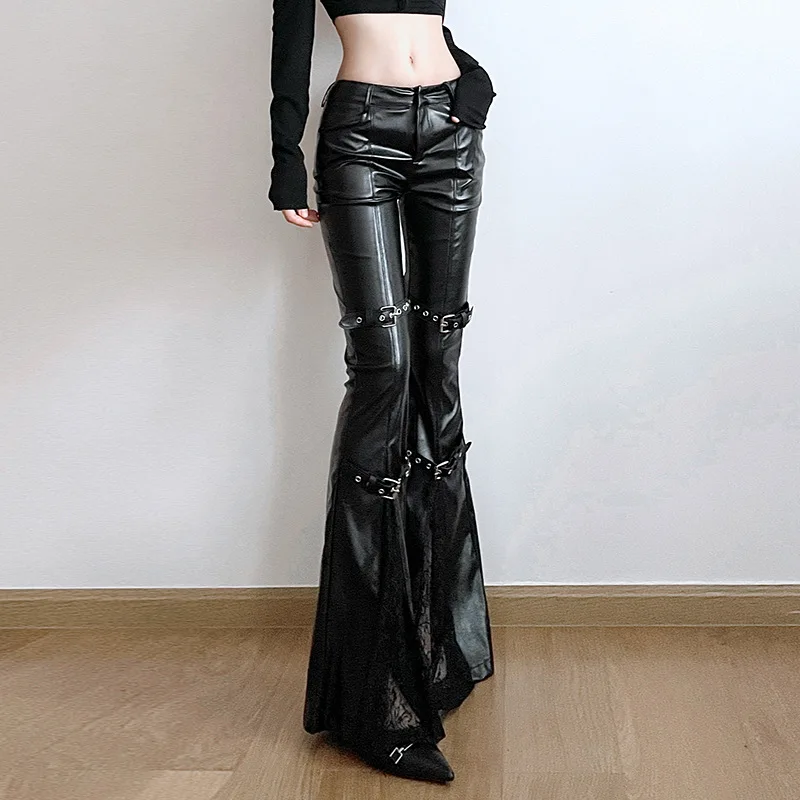 Women's PU Leather Flare Pants - Vintage Fashion Y2K review and price